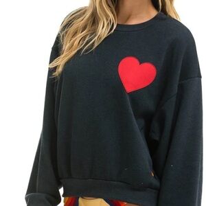 Unisex Gray Sweatshirt with Red Heart